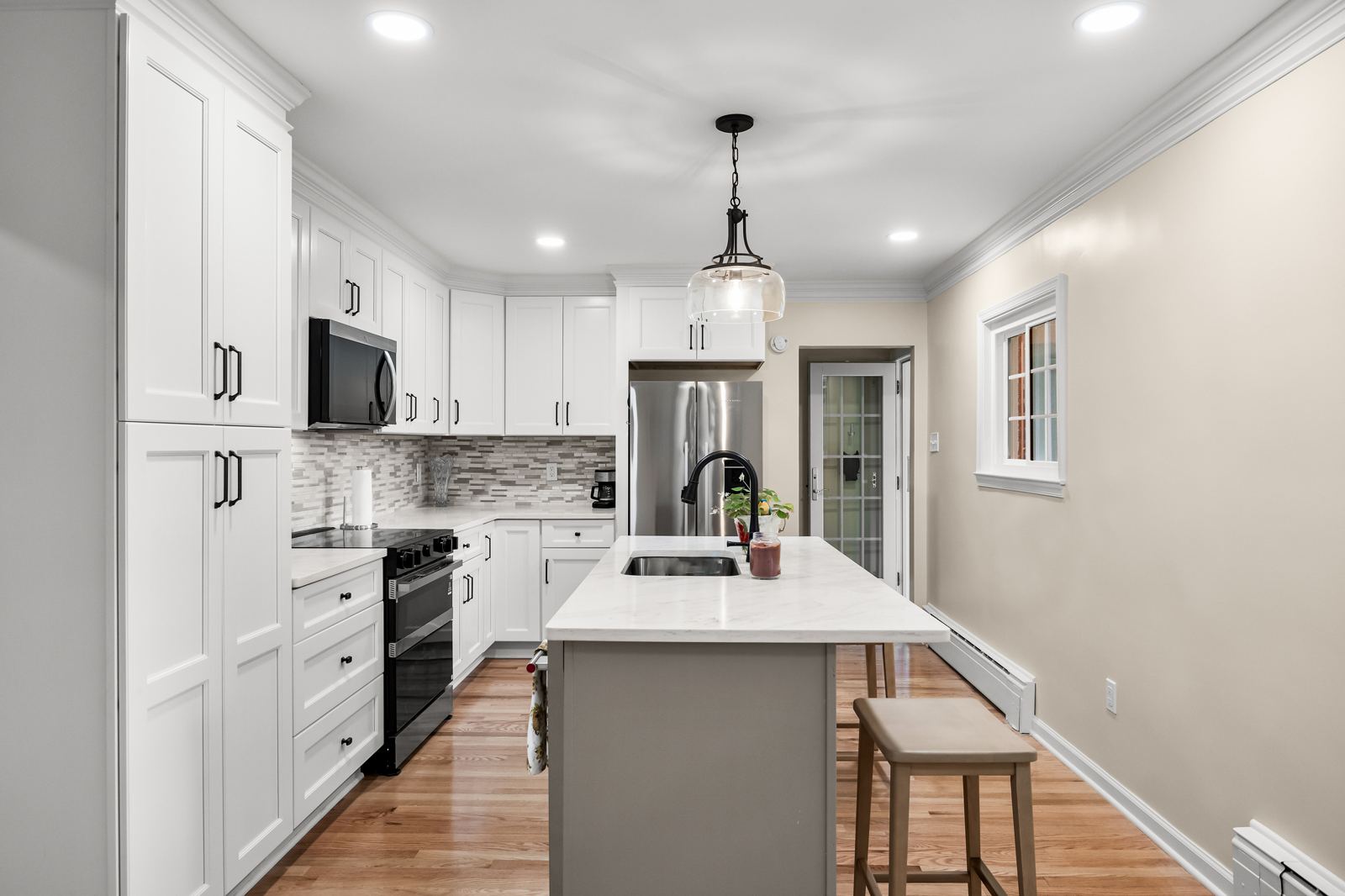 Kitchen and island