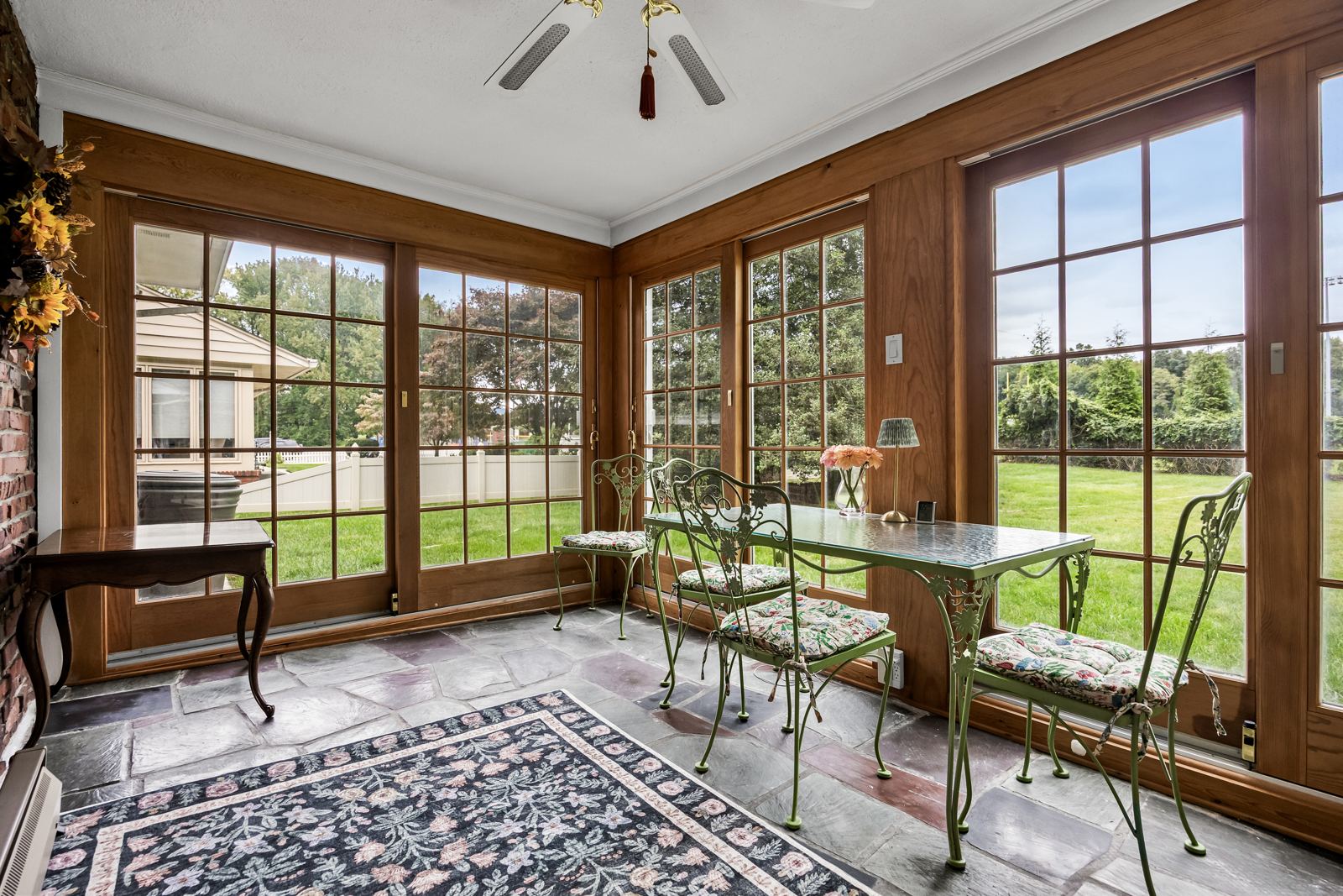 Sunporch windows facing the yard